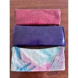 Eyeglass Cases Cloth- Faux leather 80's Design- vintage-three-pink-blue-purple